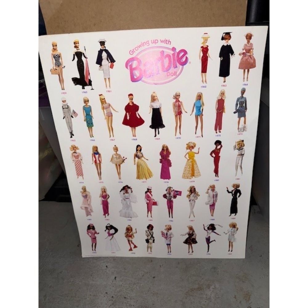 Vintage 'Growing Up‎ With Barbie Doll' 1959-1997 16x20 poster by Mattel